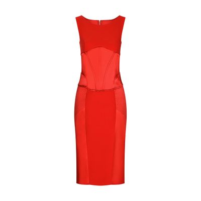 Dolce & Gabbana Satin And Cady Calf-length Dress In Blood_red