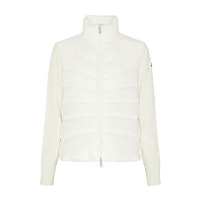 Moncler Down Jacket With Cotton Sleeves In Off-white