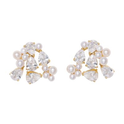 Completedworks Pearl And Zirconia Recycled Gold Vermeil Earrings In Gold