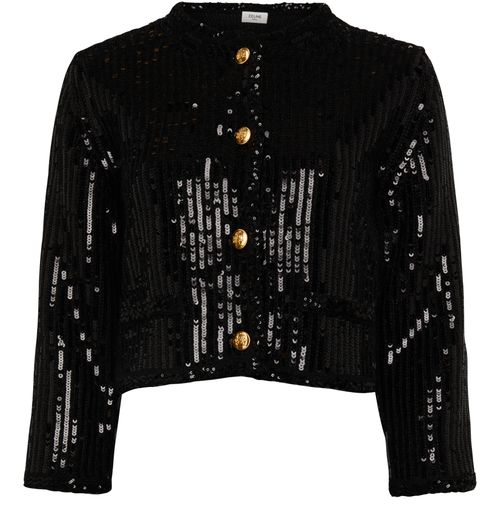 CELINE Embroidered jacket in ribbed mohair cardigan