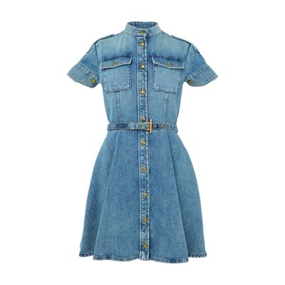 Alexander Mcqueen Denim Mini Dress In Blue