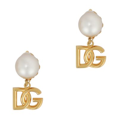 Dolce & Gabbana Earrings With Dg Logo And Pearl In Gold