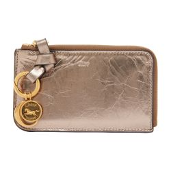 【CHLOE】ALPHABET CARD WALLET Chloé Alphabet Card Holder In Grained Leather in Cement pink