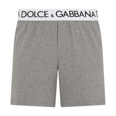 Shop Dolce & Gabbana Two-way Stretch Cotton Boxer Shorts In Grey