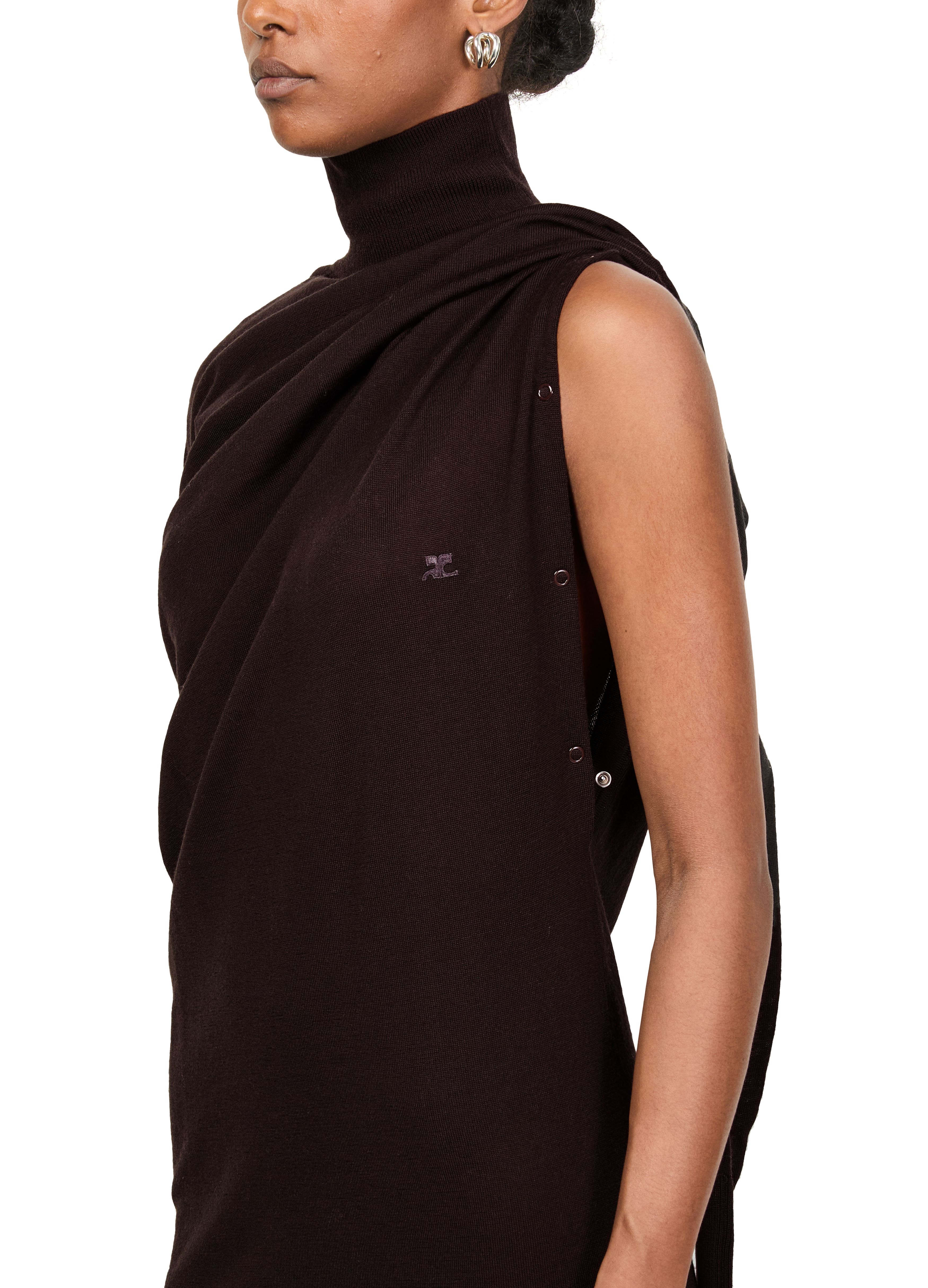 One shoulder wool midi dress thumbnail 4