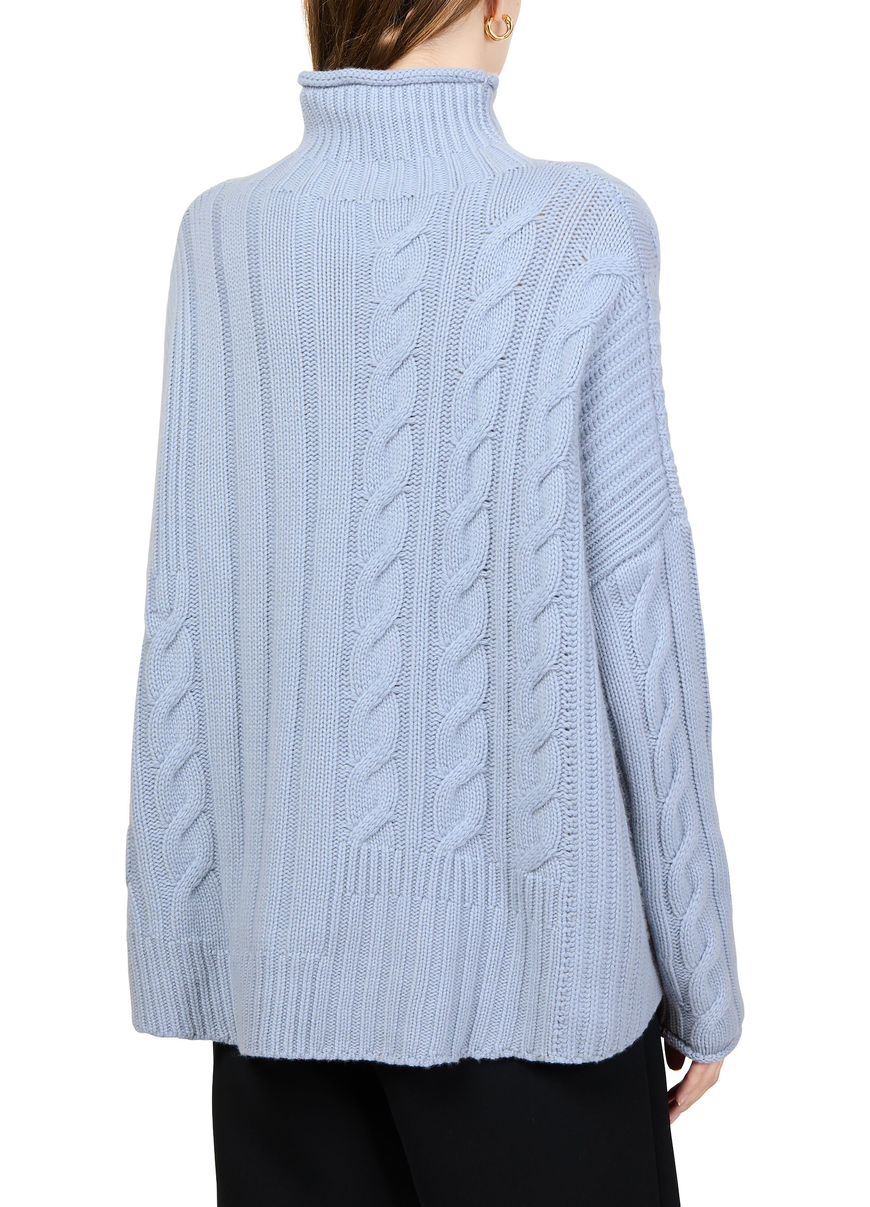 Oversized high-neck cable knit sweater thumbnail 4