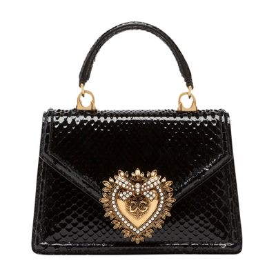 Dolce & Gabbana Small Devotion Bag In Python-print In Black