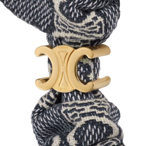 CELINE Celine jacquard Triomphe scrunchy in cotton, polyester, polyamide and brass with gold finish