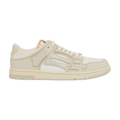 Amiri Skel Top Low White Sneakers With Skeleton Patch In Leather Man In Beige
