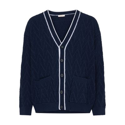 Valentino Toile Iconographe Pattern Cotton Cardigan In Blue