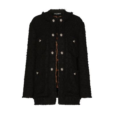 Dolce & Gabbana Single Breasted Rush Stitch Jacket In Black