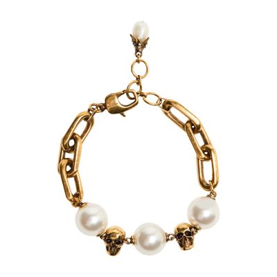 Alexander Mcqueen Beaded Chain Bracelet In Red