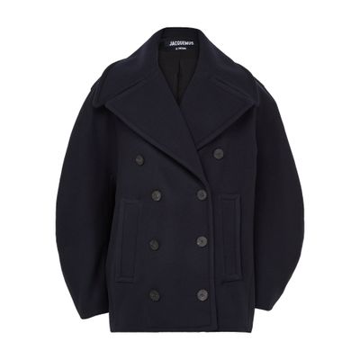 Jacquemus The Ovalo Peacoat In Blue