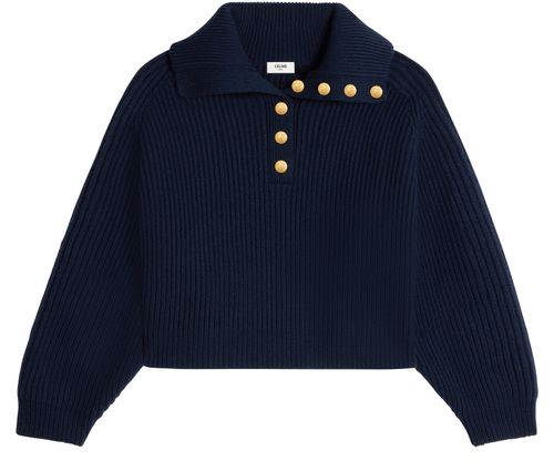 CELINE Vareuse sweater in ribbed wool and cashmere
