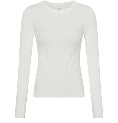 COURREGES Shoulder snaps rib knit sweater
