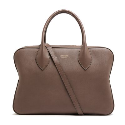 Ferragamo Brown Handbag With Three Zips And Logo Printed On The Front In Leather Woman In Brown