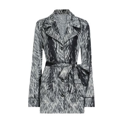 Dolce & Gabbana Silk Satin Pajama Shirt With Fur Print In Multicolor