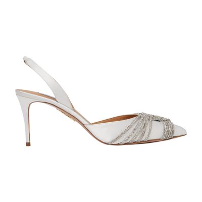 Shop Aquazzura Gatsby 75 Slingback Pumps In White