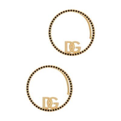 Shop Dolce & Gabbana Ear Cuff Earrings With Dg Logo And Rhinestones In Gold