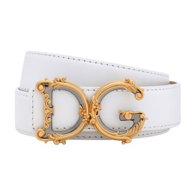 Dolce & Gabbana Calfskin Belt With Logo In White