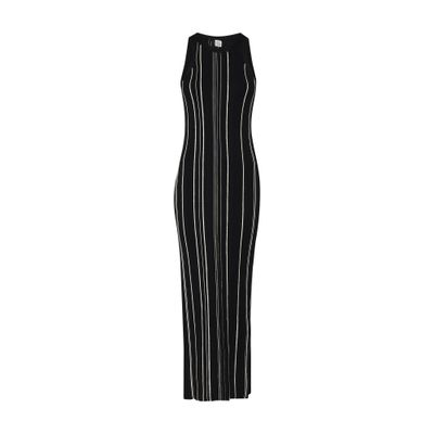 Totême Curved Rib Tank Midi Dress In Black