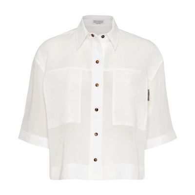 Brunello Cucinelli Cotton Shirt With Jewel Application In White