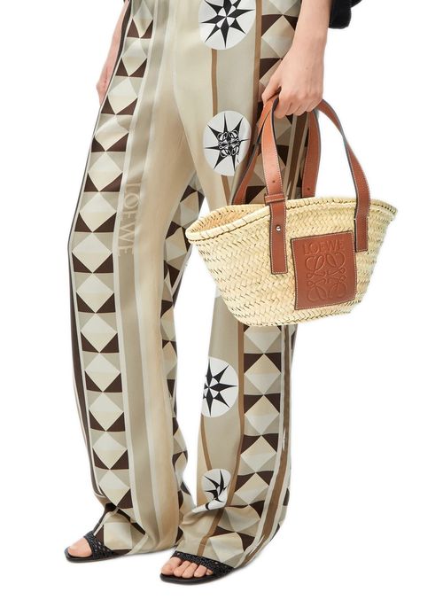 LOEWE Anagram Basket bag in raffia and calfskin