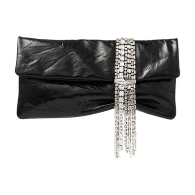 Jimmy Choo Zandra Crystal-embellished Clutch In Metallic Leather In Silver