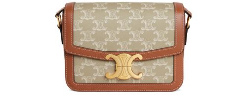 CELINE Teen Triomphe bag in Triomphe canvas and calfskin