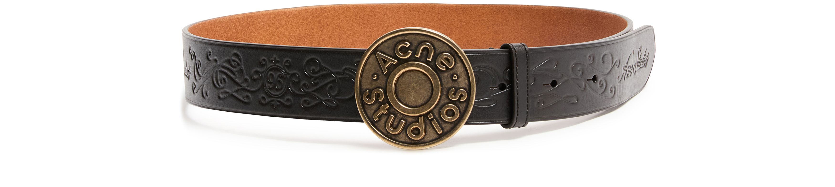 Leather logo buckle belt