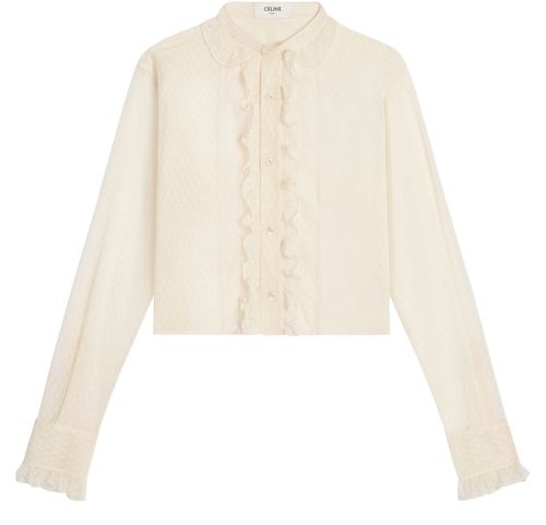 CELINE Romy in lace and cotton cropped shirt