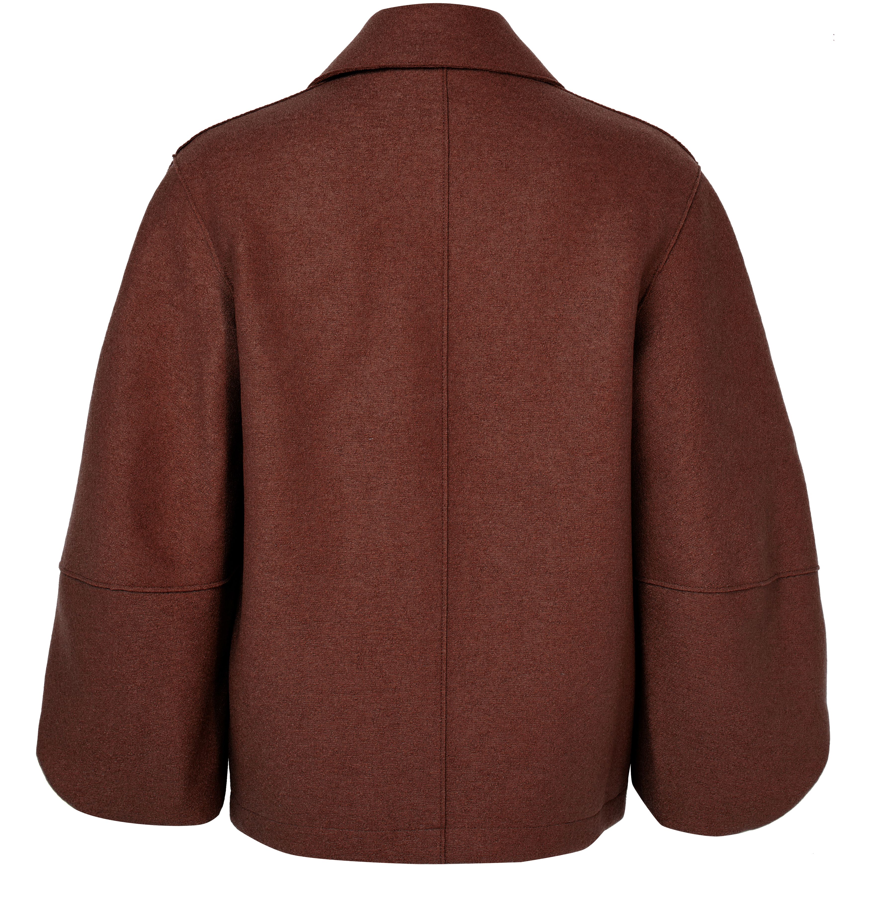 Puff-sleeved jacket in pressed wool thumbnail 3
