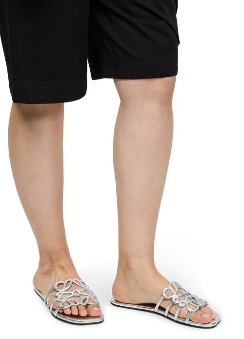 LOEWE Anagram Petal laminate lamb leather sandals