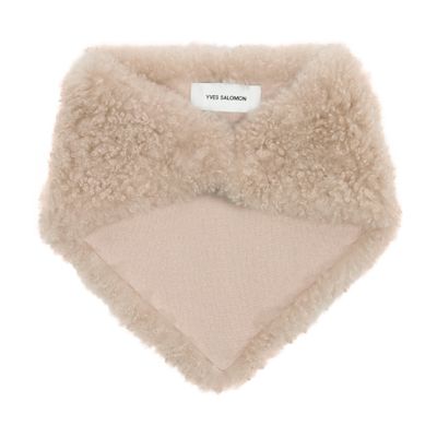 Yves Salomon Shearling And Wool Scarf In Neutral