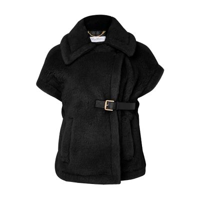 Max Mara Newabavo Teddy Cape In Black