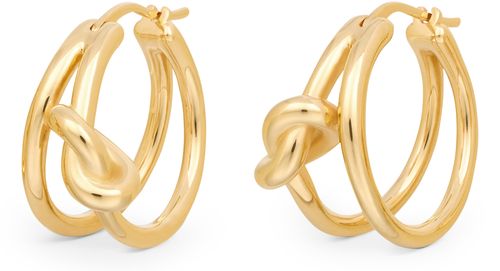 CELINE Knot double hoops in brass with gold finish
