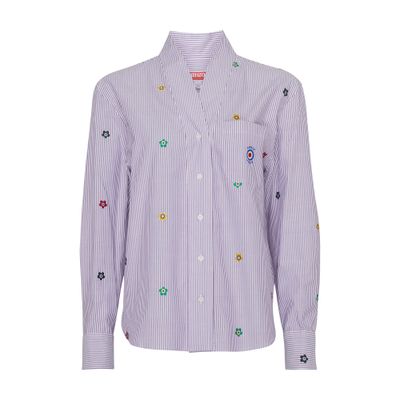 Kenzo Striped Target-logo Poplin Shirt In Wisteria
