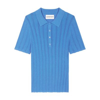 Bompard Polo Shirt With Irregular Rib-knit In Blue
