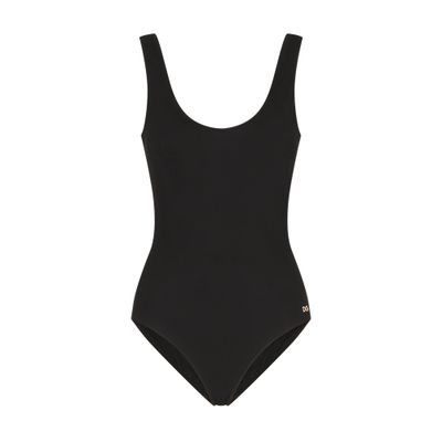 Racer-style one-piece swimsuit