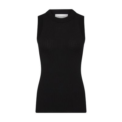 Sportmax Canotta Nera In Cotone A Costine In Black