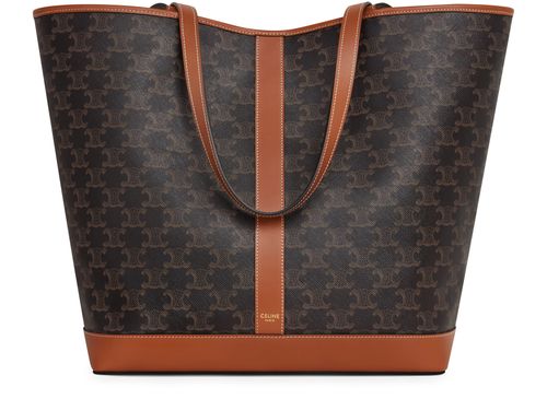 CELINE Medium cabas in Triomphe canvas and calfskin