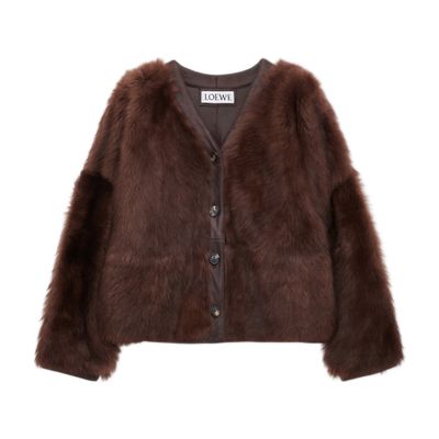 Loewe Fur Cardigan In Brown