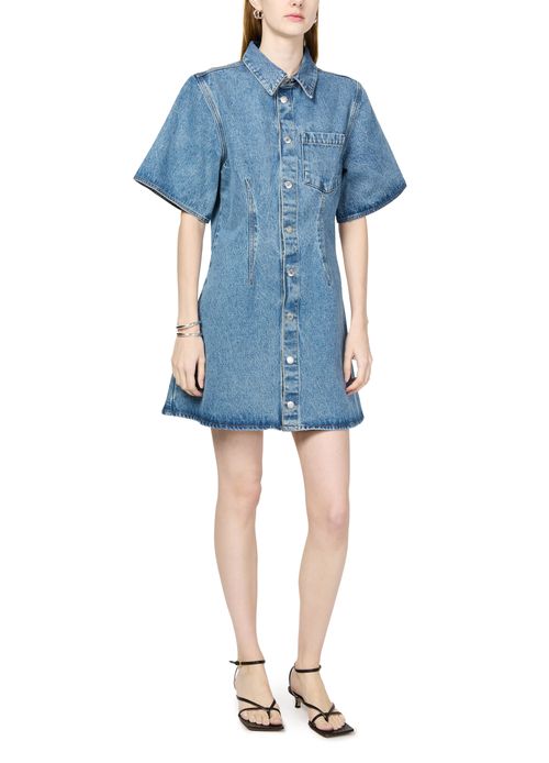 AMI PARIS Robe chemise à manches courtes