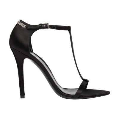Tom Ford Satin Crystal T-strap Stiletto Sandals In Black Crystal