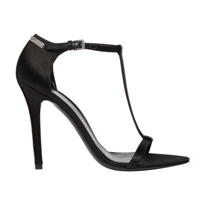 Shop Tom Ford Satin And Crystal Stones T Sandal In Black Crystal