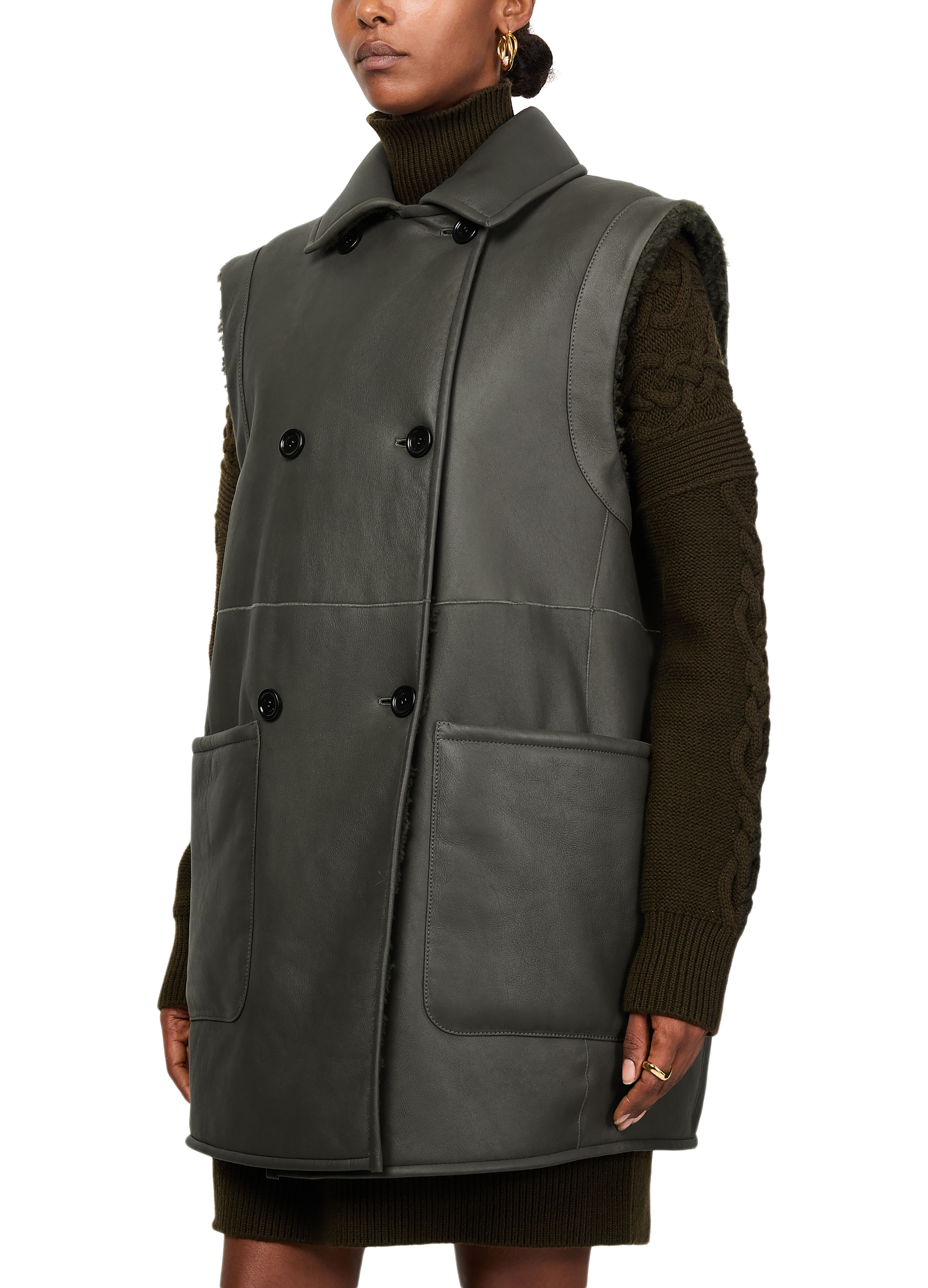 Brianza leather sleeveless jacket thumbnail 4