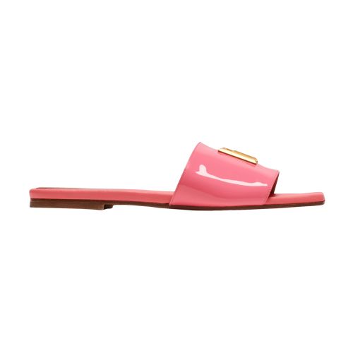 Balmain Dafne Logo-plaque Leather Slides In Pink