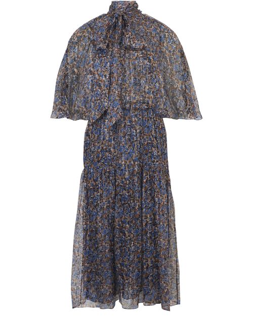 CELINE Bedrucktes Kleid lavallière aus Laméeseide