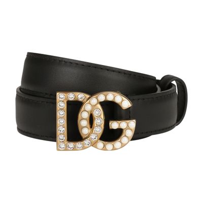 Dolce & Gabbana Calfskin Belt With Dg Logo In Multicolor