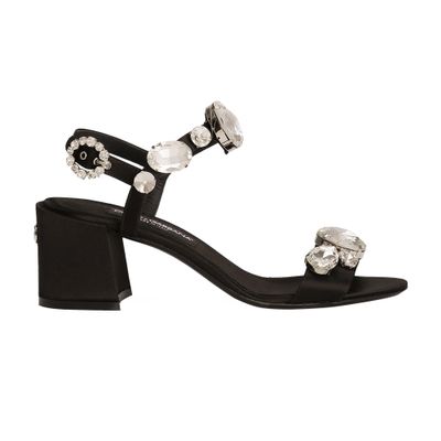 Dolce & Gabbana Satin Sandals With Gemstone Embellishment In Multicolor